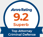 Avvo Rating 9.2 superb rating top Criminal Defense